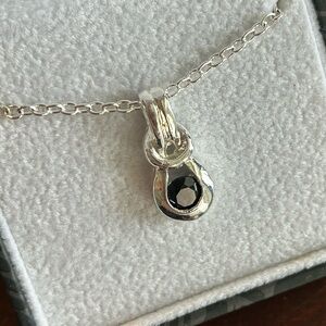 Silver Necklace with Black Sapphire Pendant